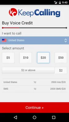 KeepCalling android App screenshot 2